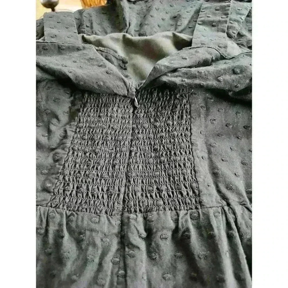 J Crew Eyelet Ruffle Midi Dress Womens 8 Black Square Neck Sleeveless Lined - Picture 5 of 5